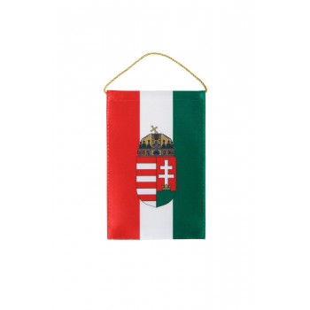 Ungarische Autoflagge mit Wappen auf Rückspiegel