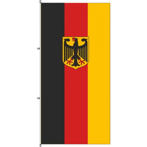 Deutschland Fahne mit Wappen mit Karabinerhaken Hochformat